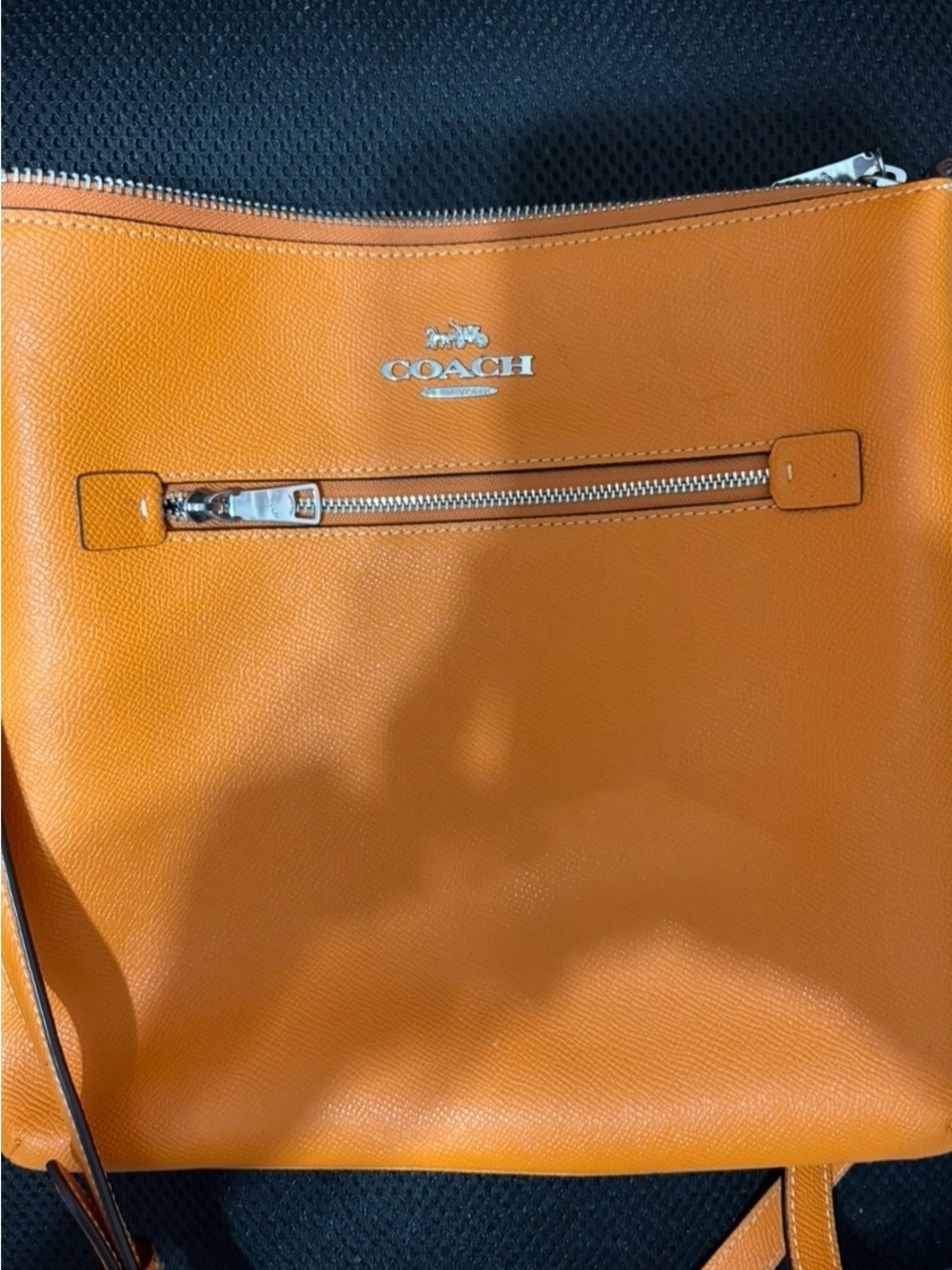 Coach Orange Pebbled Leather Crossbody with Silver Hardware